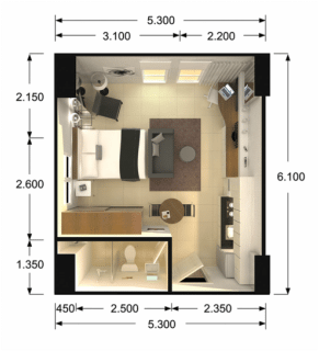 Azalea Suite Cikarang Unit Corner Studio Suites（38m²）